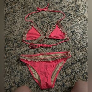 Victoria's Secret Coral and Beige Bikini